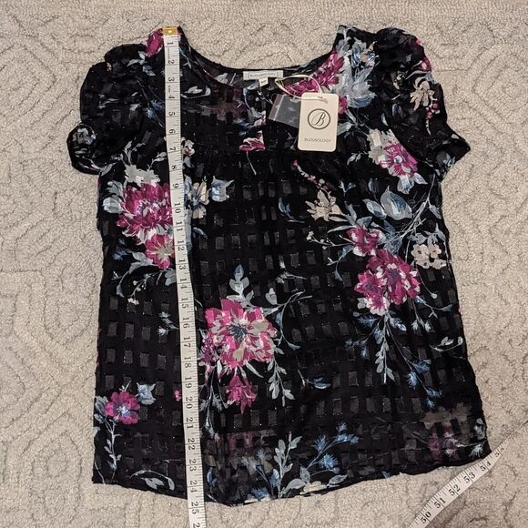 Nwt BLOUSOLIGY Black Floral Blouse With Puff Sleeves Size Small @Z - Picture 13 of 13